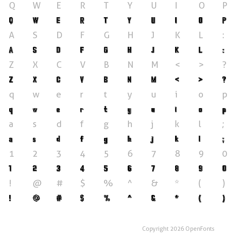 Character Map of Typo Cut-Out Shadowed Demo Regular