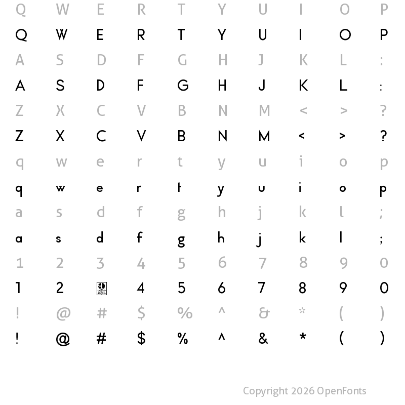 Character Map of Typo Formal Demo Regular