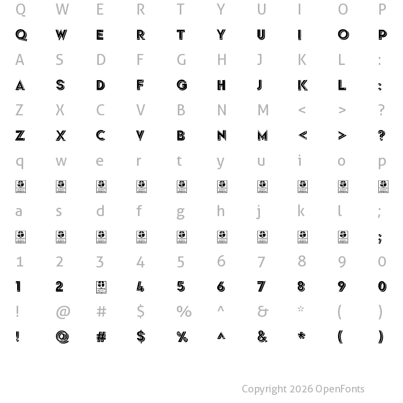 Character Map of Typo Formal Shadowed Demo Regular