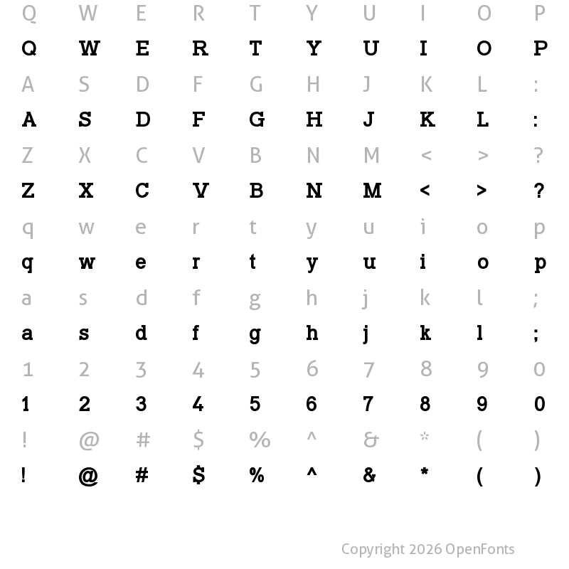 Character Map of Typo Slab Bold
