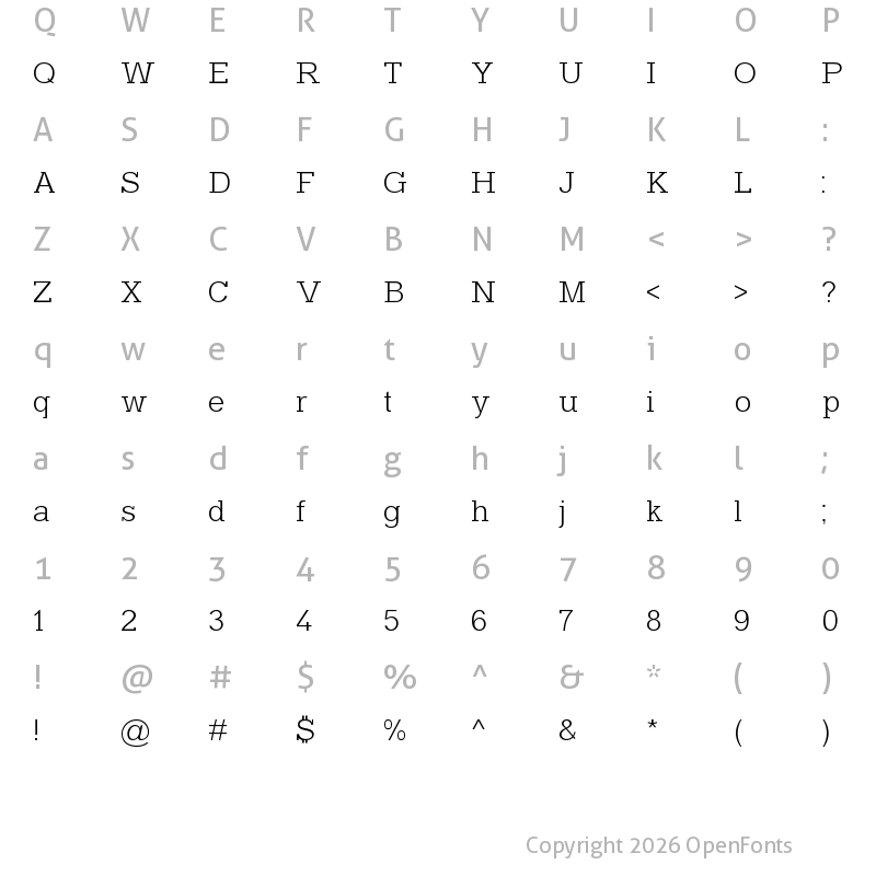 Character Map of Typo Slab Light