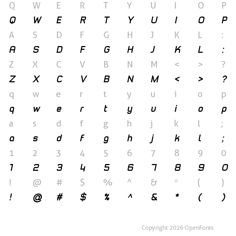 Character Map of Typo Style Demo Bold Italic