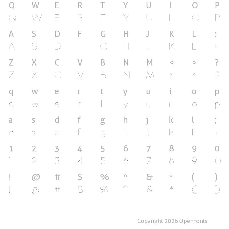 Character Map of TYPOGRAPH PRO UltraLight