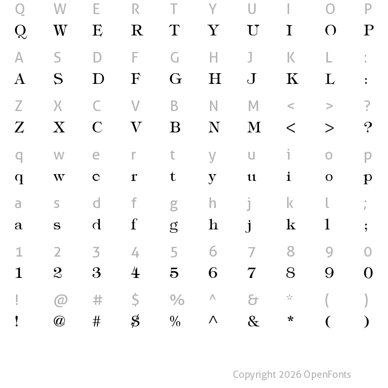 Character Map of Typography Times Regular