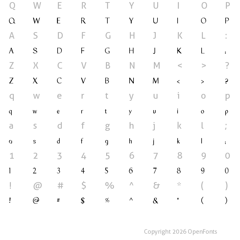 Character Map of Tyro Sans Regular