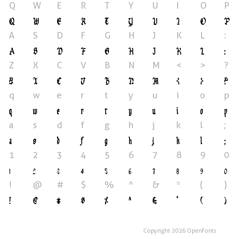 Character Map of Uberh?lme Condensed Condensed