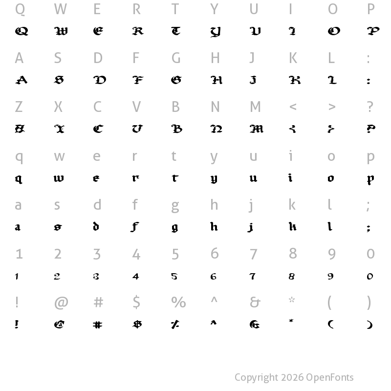 Character Map of Uberh?lme Expanded Expanded
