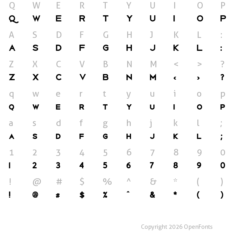 Character Map of Uberlin XBold Regular