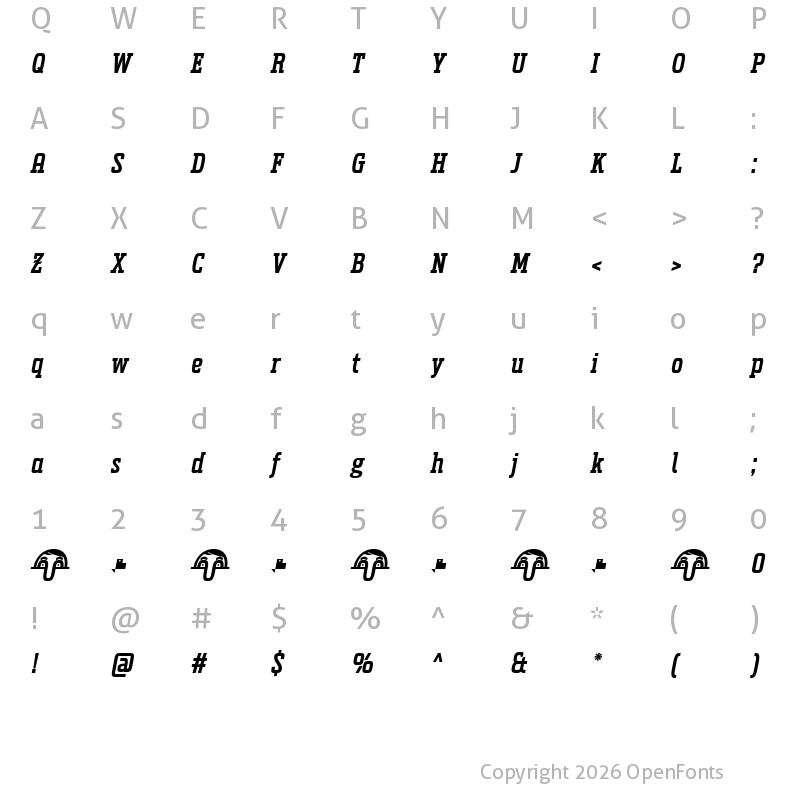 Character Map of Uchrony Medium Italic