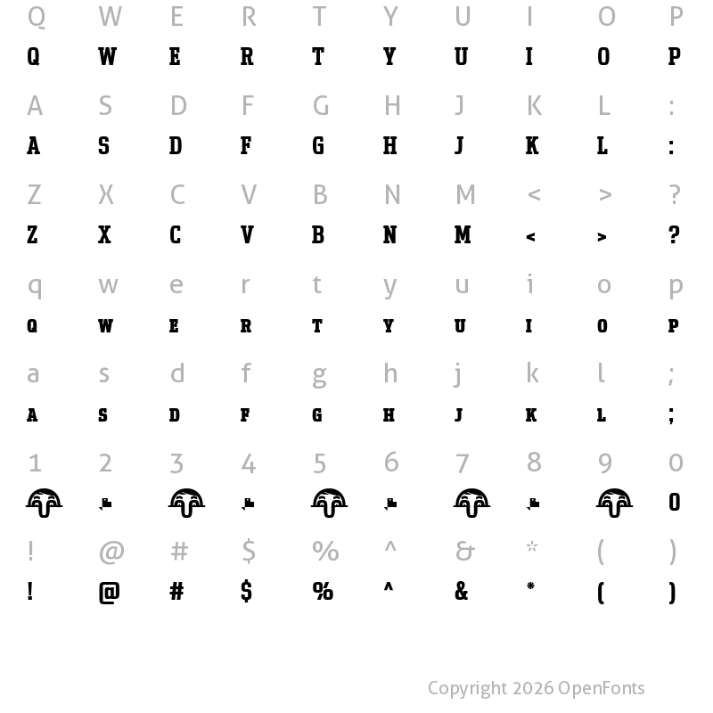 Character Map of Uchrony SC Bold