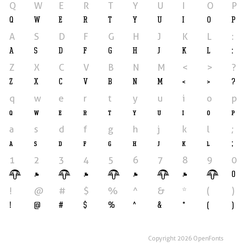 Character Map of Uchrony SC Regular