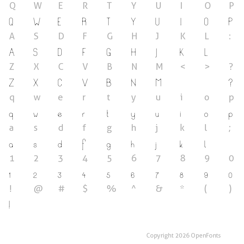 Character Map of Ud Thin