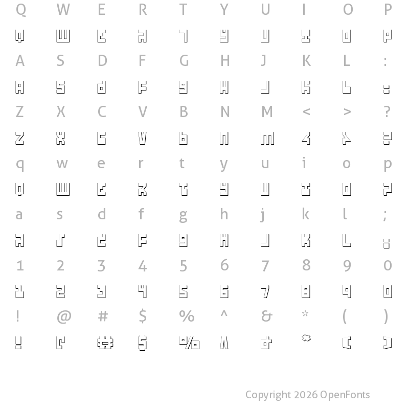 Character Map of UFO Hunte 3D Regular
