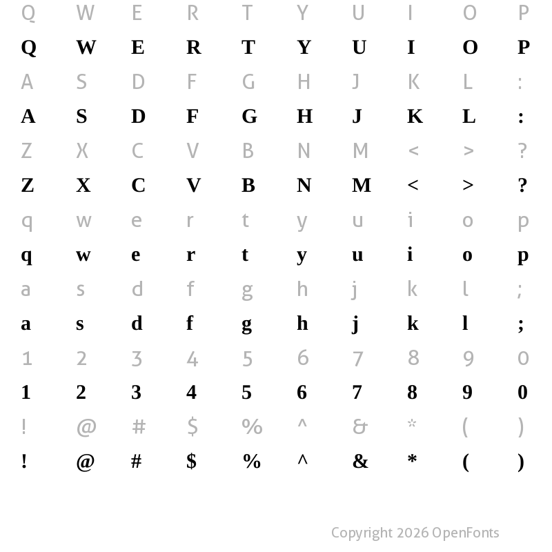 Character Map of UKIJ Tuz Qara Bold