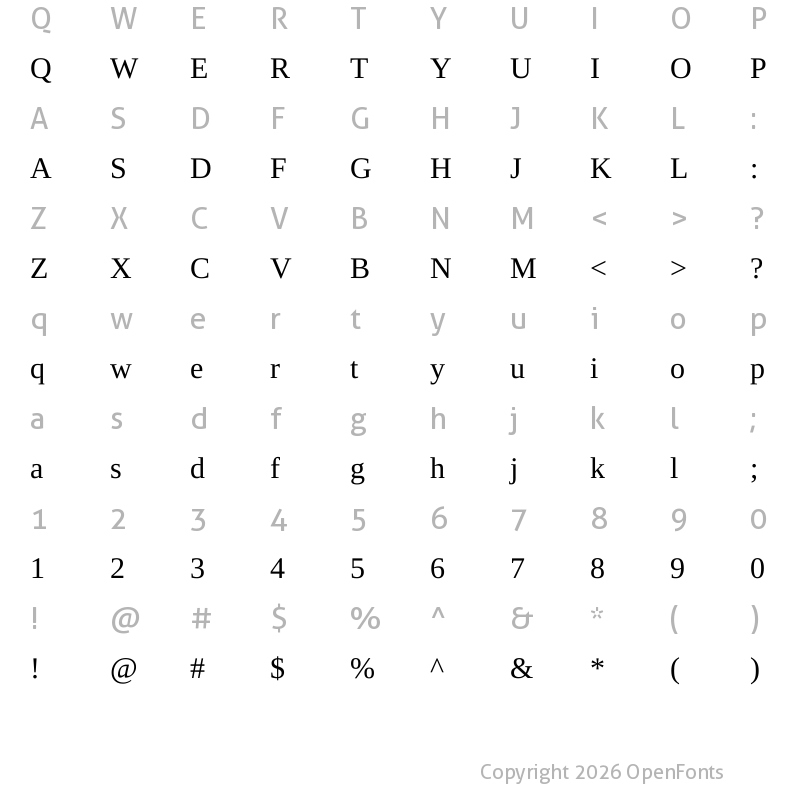 Character Map of UKIJ Tuz Tor Regular