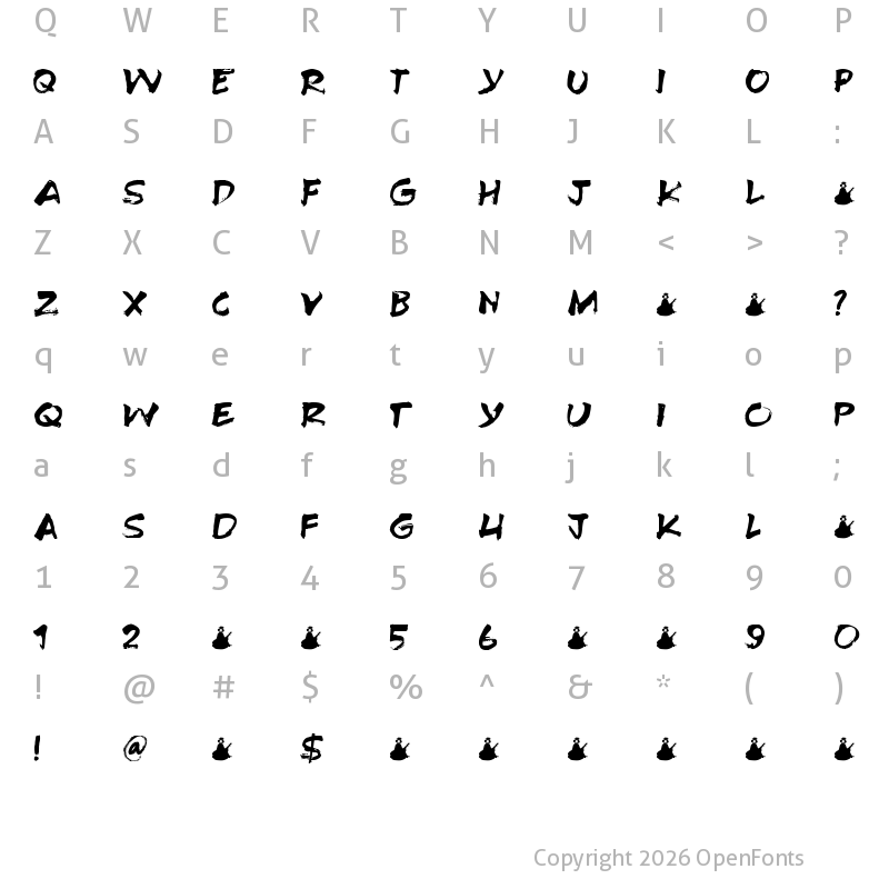 Character Map of Ukiyo Mind DEMO Regular