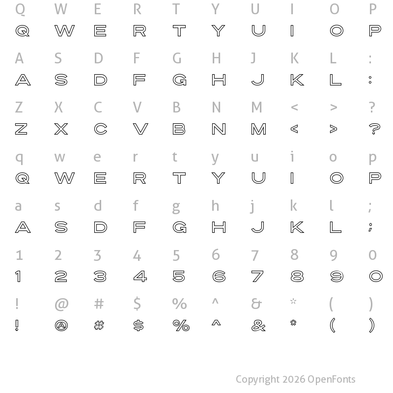 Character Map of Ultra System Sans Line One