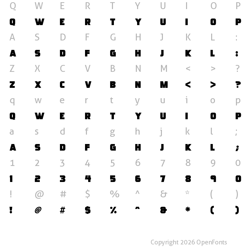 Character Map of Ultraquick Regular