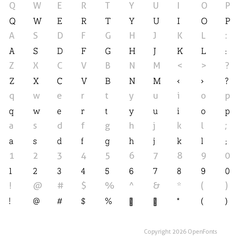 Character Map of Umbra Regular