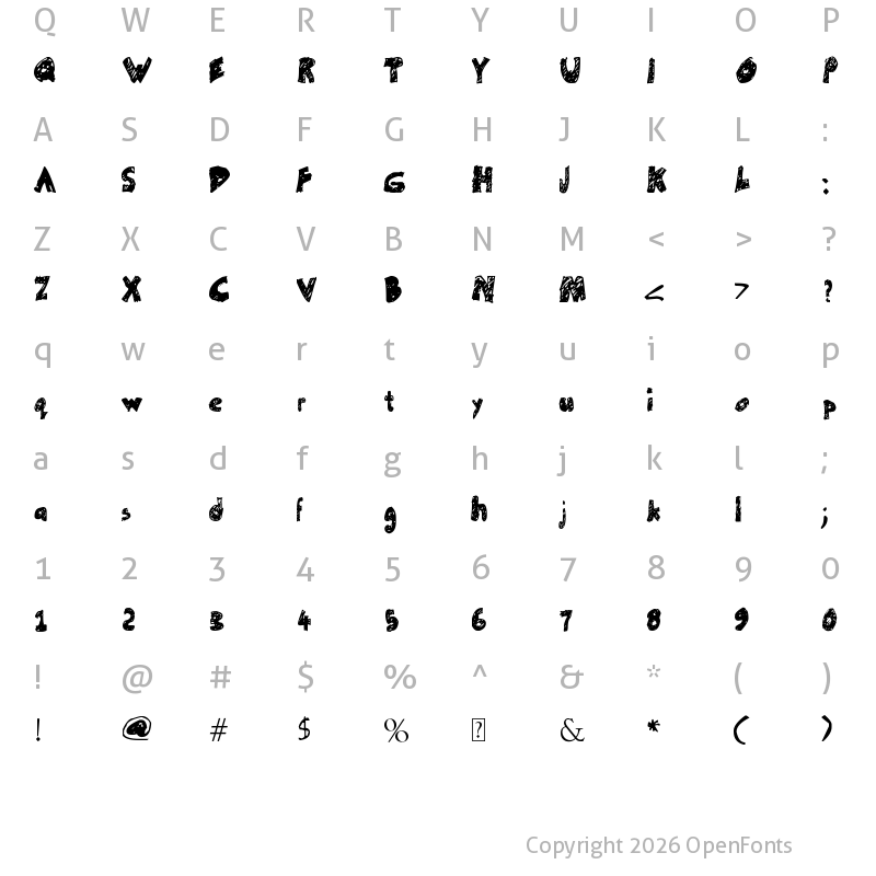 Character Map of Un-finished Regular