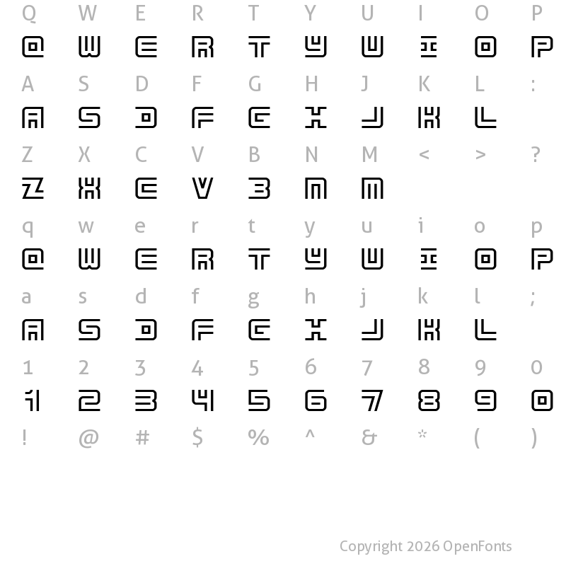 Character Map of Undercover Regular