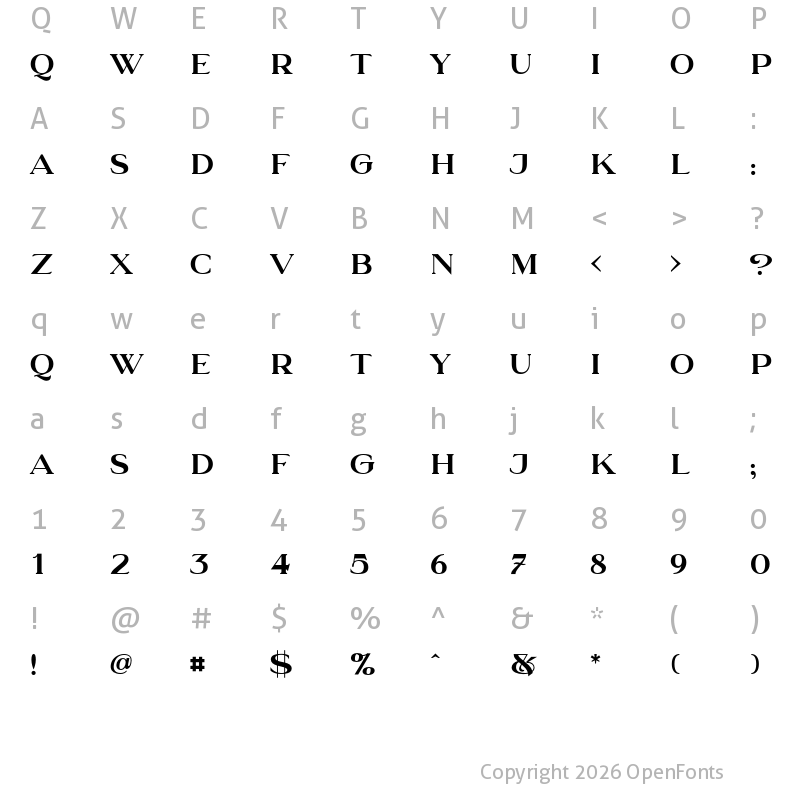 Character Map of Understock Regular