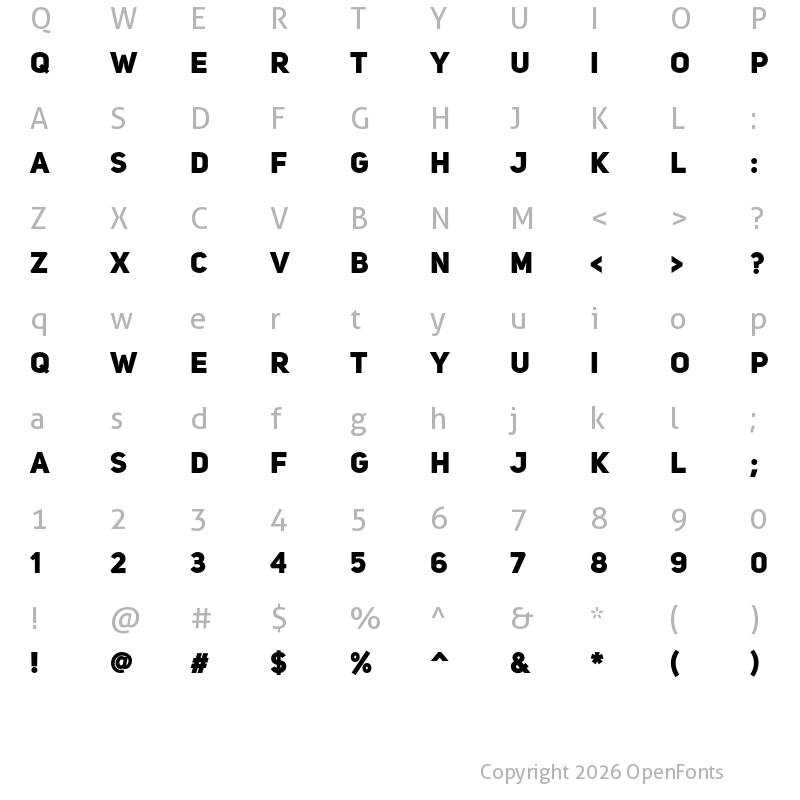 Character Map of Uni Sans Demo Heavy CAPS