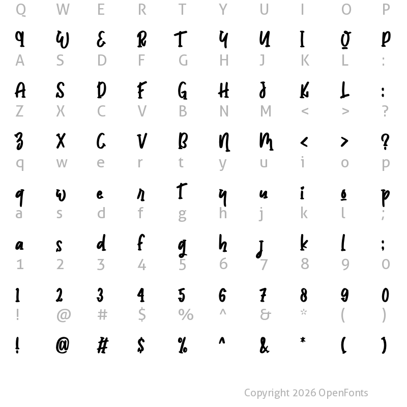 Character Map of Unicorn Cake Regular