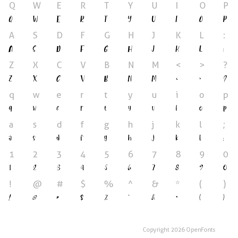 Character Map of Unicorn Horn Regular