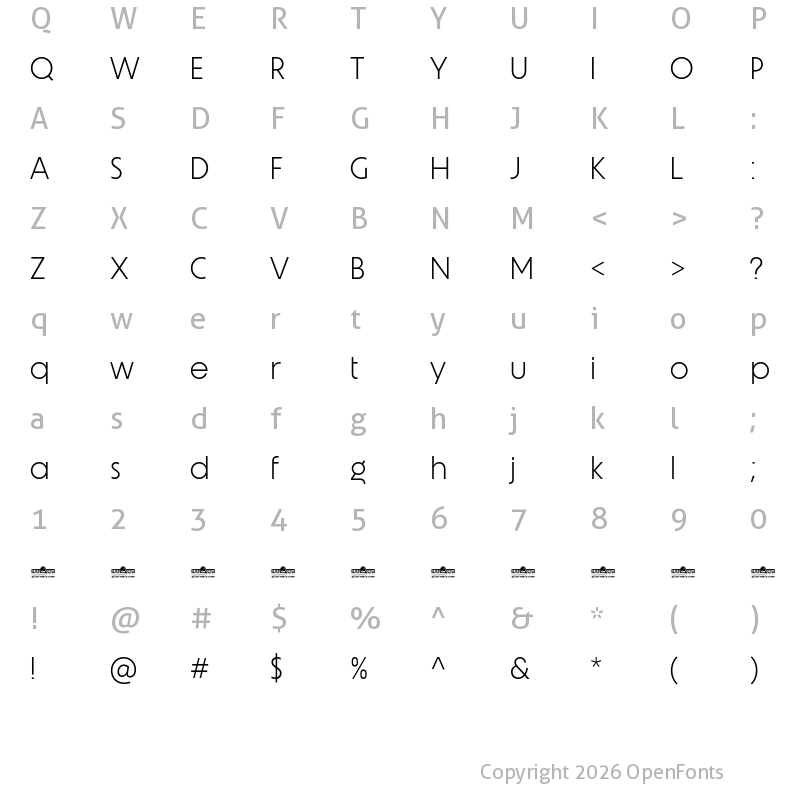 Character Map of Unigeo64 Trial Light