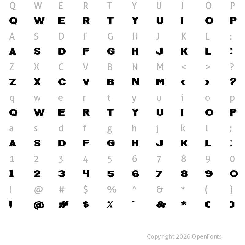 Character Map of Uniqloves Bold