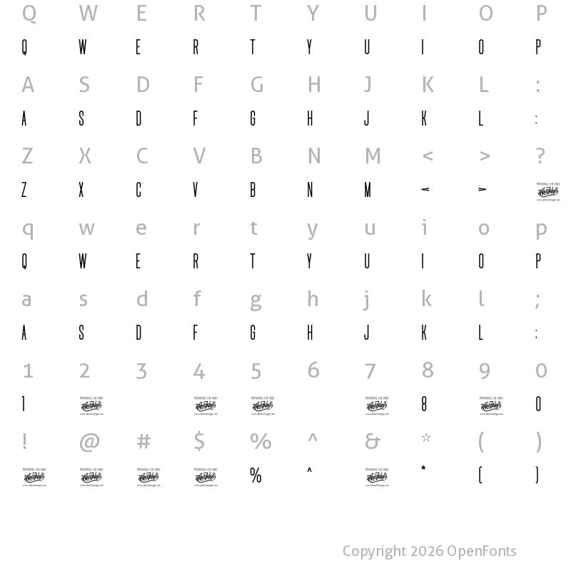Character Map of Uniser Regular
