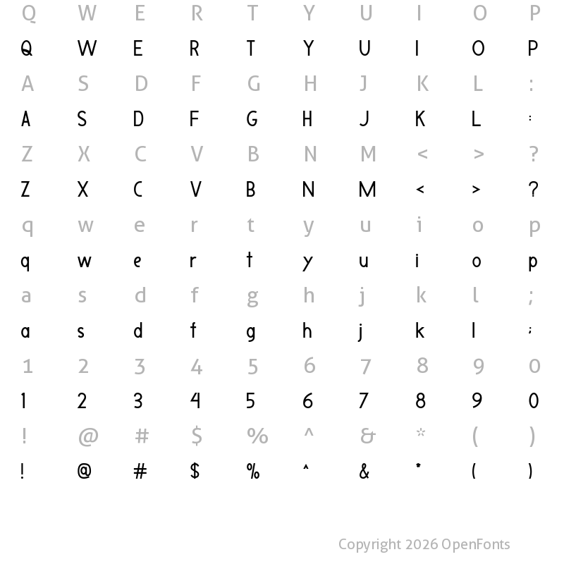 Character Map of United Regular