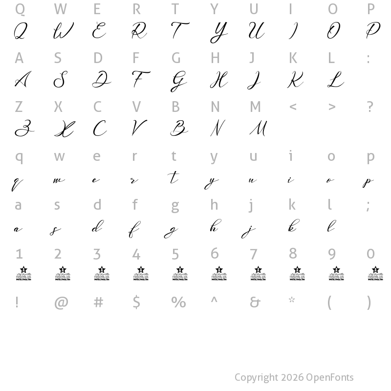 Character Map of UNIVERSAL SCRIPT Personal Use Regular