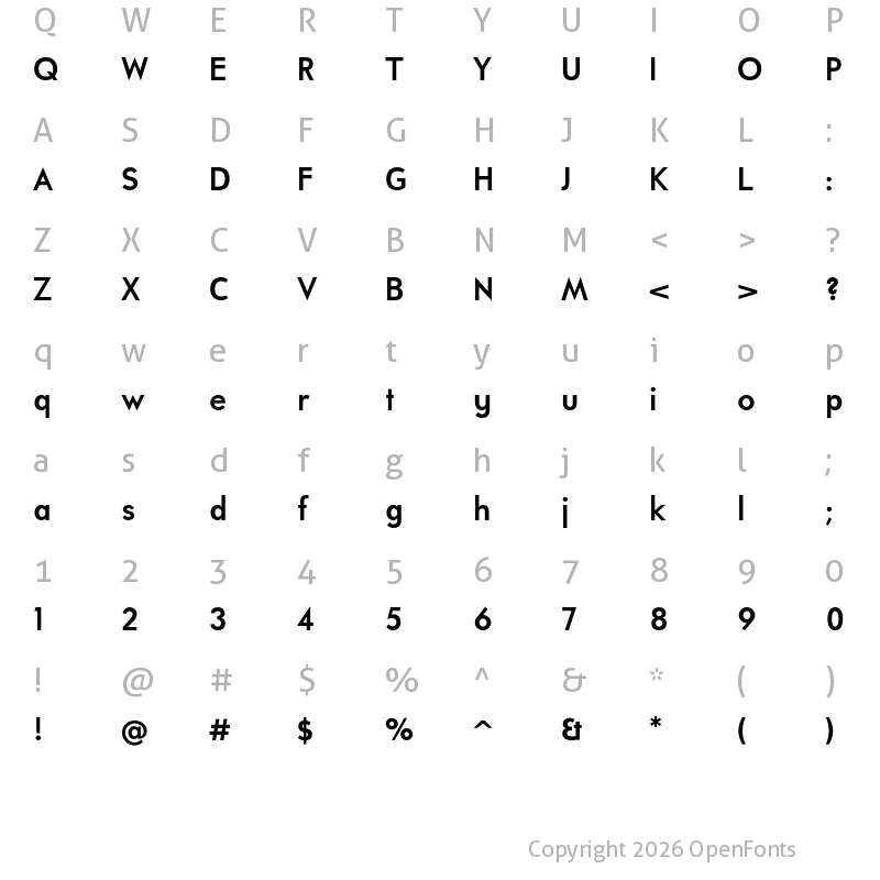 Character Map of Universalis ADF Std Bold