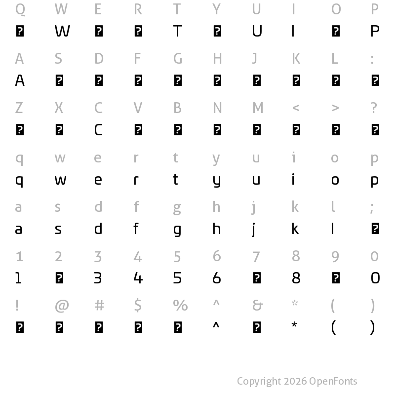 Character Map of UniviaProRegular ?
