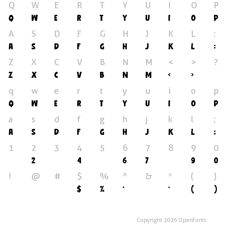 Character Map of Unleash Regular