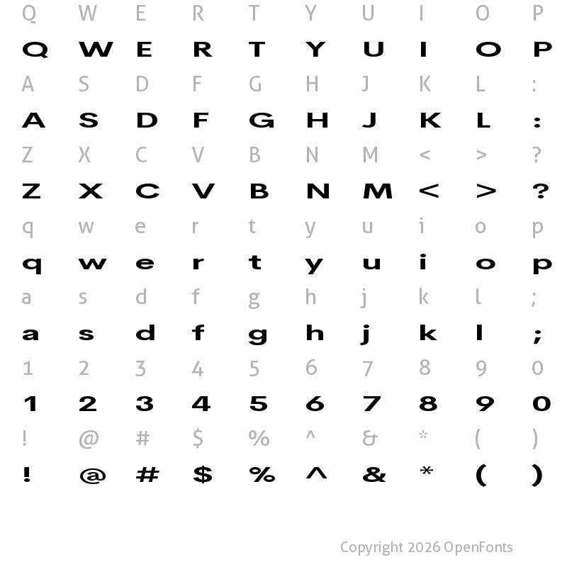 Character Map of Urrhodinance Bold