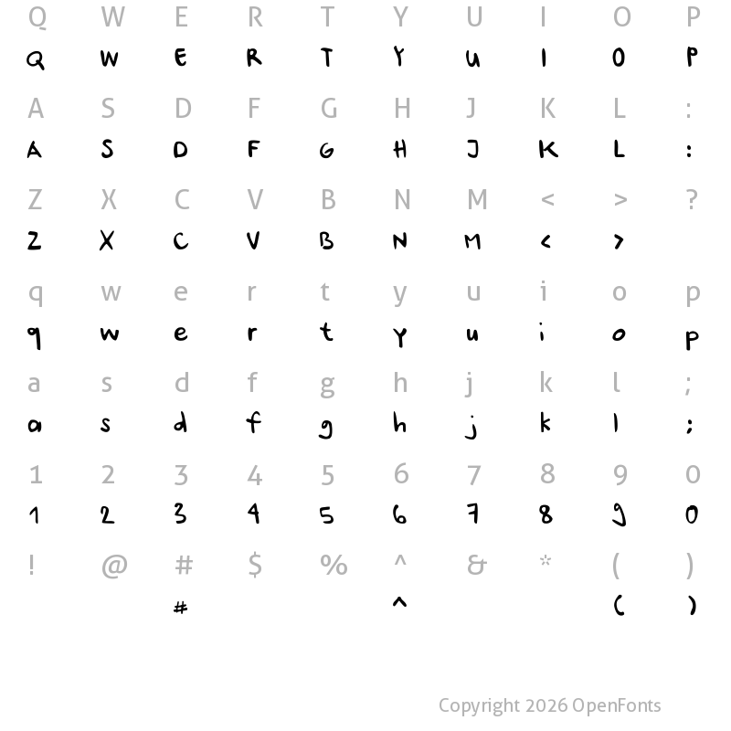 Character Map of Ursula-Handschrift Regular