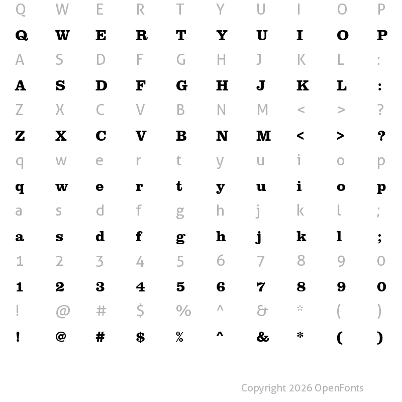 Character Map of URWClarendonT Bold