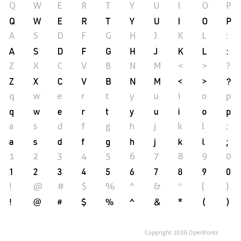 Character Map of URWDINW05-Medium Regular