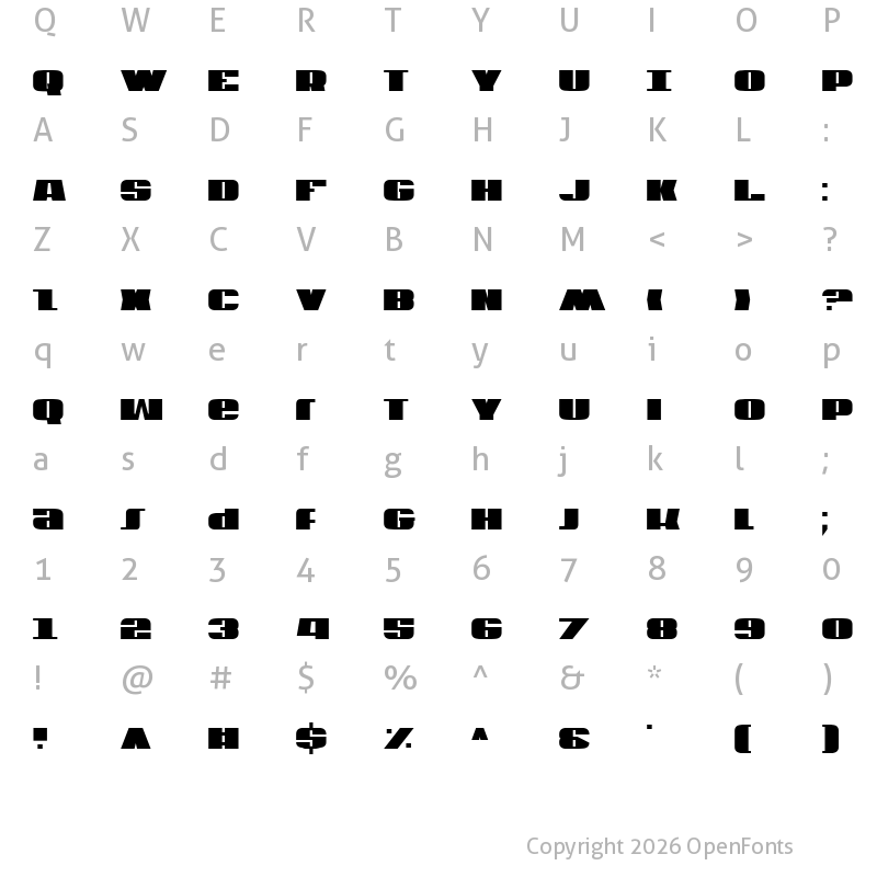 Character Map of U.S.A. Condensed Condensed