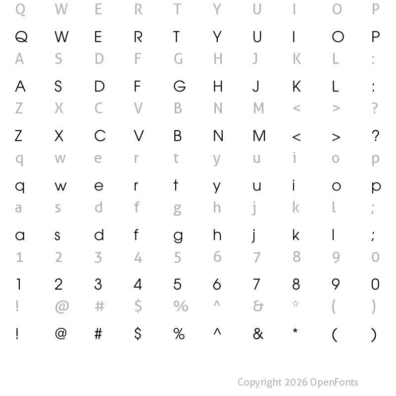 Character Map of UTM Avo Regular
