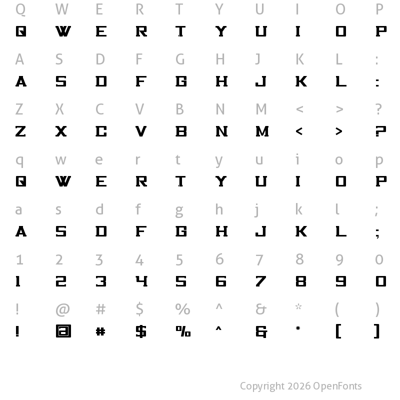 Character Map of Vaghar Regular