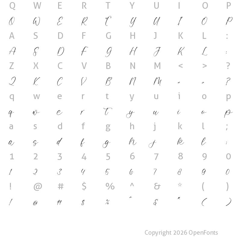 Character Map of Valentina Goldwyn Regular