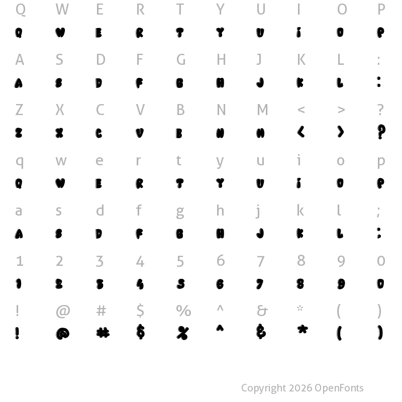 Character Map of Valentina Regular