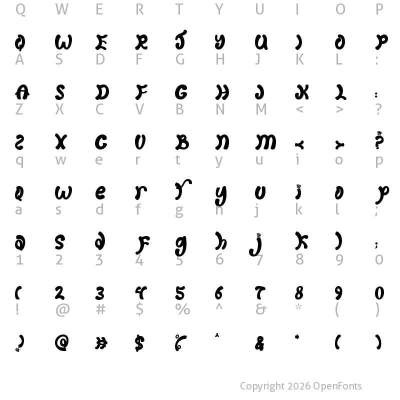 Character Map of Valerose Regular