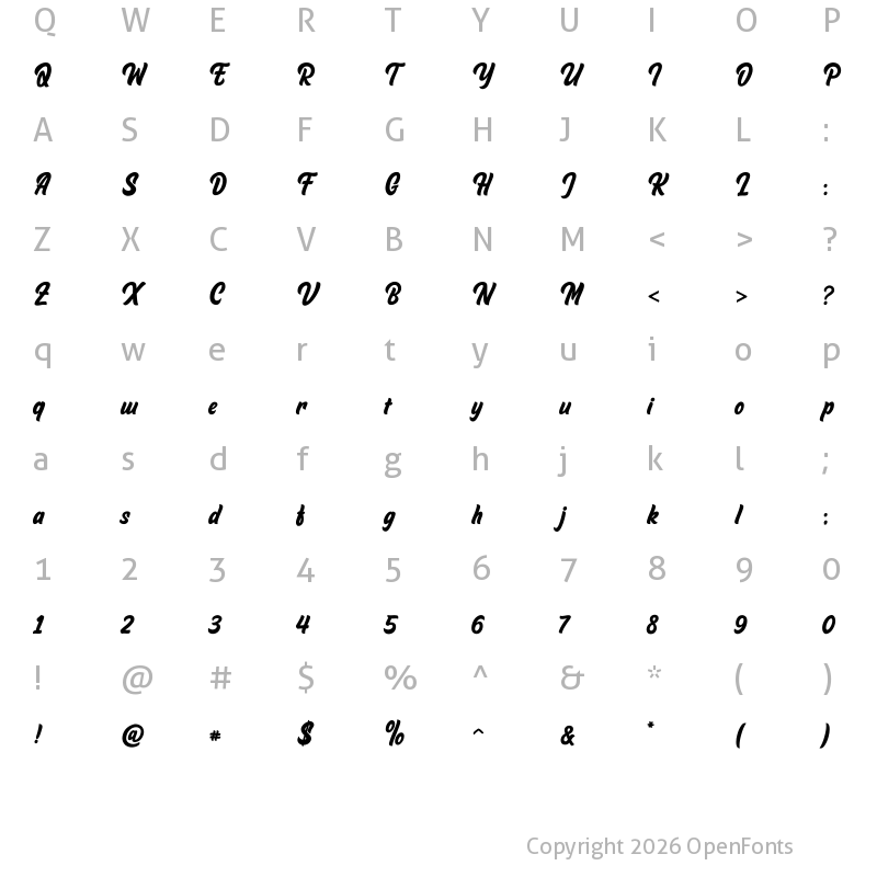 Character Map of Valkazar Regular