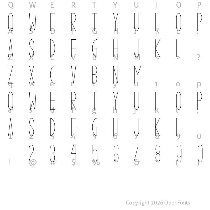 Character Map of VALKRIE CINQUE demo Regular