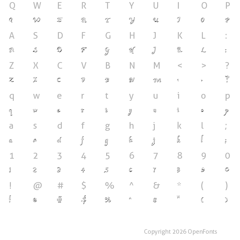 Character Map of Valley Forge Outline Regular